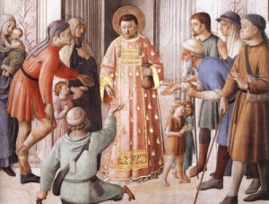Oil  Painting - St Lawrence Distributes Food to the Poor 1447-50 by ANGELICO, Fra