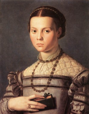 Oil  Painting - Portrait of a Young Girl  1541-45 by Bronzino, Agnolo