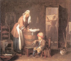 Oil  Painting - The Laundress   1733 by Chardin, Jean Baptiste Simeon