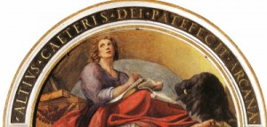 Oil correggio Painting - Lunette with St. John the Evangelist by Correggio