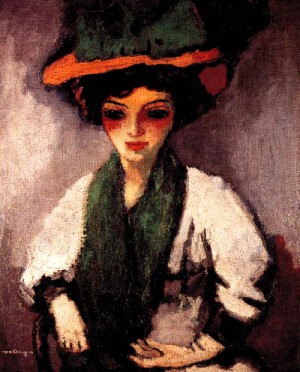 Oil dongen, kees van ar Painting - Woman in a Green Hat 1907 by Dongen, Kees van AR