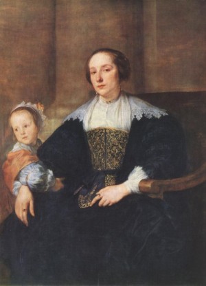 Oil  Painting - The Wife and Daughter of Colyn de Nole by Dyck, Anthony van