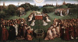 Oil  Painting - The Ghent Altarpiece, Adoration of the Lamb   1425-29 by Eyck, Jan van