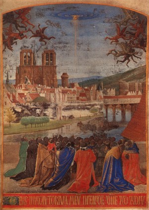 Oil  Painting - Descent of the Holy Ghost upon the Faithful  1452  illumination, by Fouquet, Jean