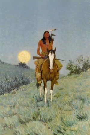 Oil  Painting - The Outlier  1909 by Frederic Remington