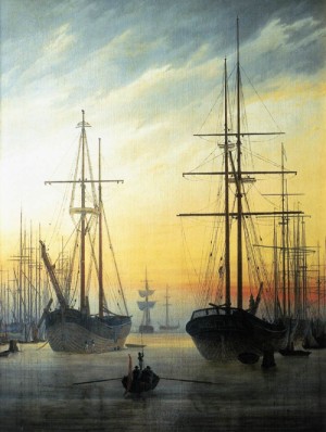 Oil friedrich, caspar david Painting - View of a Harbour  1815-16 by Friedrich, Caspar David