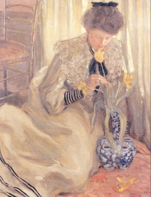 Oil frieseke, frederick carl Painting - The Yellow Tulip  By 1902 by Frieseke, Frederick Carl