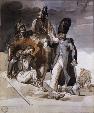 Oil  Painting - Wounded Soldiers Retrating from Russia   c. 1814 by Gericault, Theodore