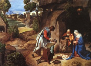 Oil giorgione Painting - Adoration of the Shepherds   1505-10 by Giorgione