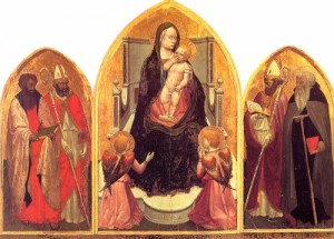 Oil masaccio Painting - San Giovenale Triptych    1422 by Masaccio