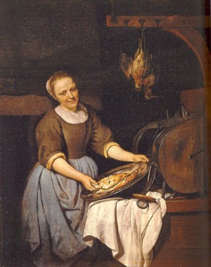 Oil metsu, gabriel Painting - The Cook   1657-67 by Metsu, Gabriel