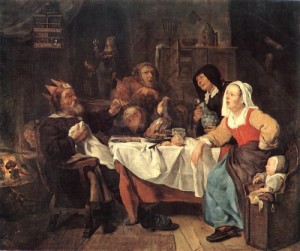 Oil  Painting - The Feast of the Bean King by Metsu, Gabriel
