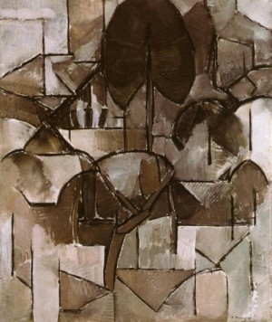 Oil landscape Painting - Landscape with Trees.  Landschap met bomen. 1911-12 by Mondrian, Piet