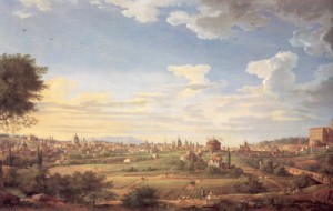 Oil  Painting - View of Rome from Mt. Mario, In the Southeast  1749 by Panini, Giovanni Paolo