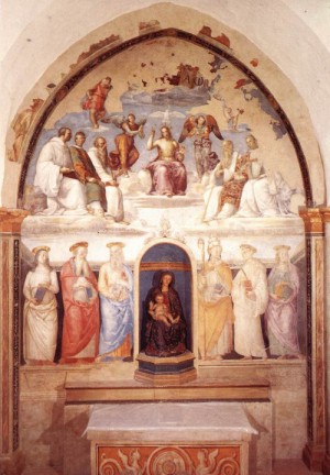 Oil  Painting - Trinity and Six Saints    1521 by Perugino ,Pietro