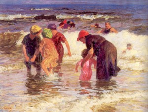 Oil  Painting - The Bathers by Potthast, Edward Henry