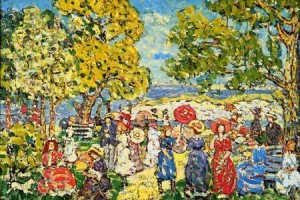 Oil landscape Painting - Landscape with Figures 1910-1913 by Prendergast, Maurice Brazil