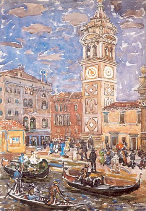 Oil  Painting - Santa Maria Formosa Venice by Prendergast, Maurice Brazil
