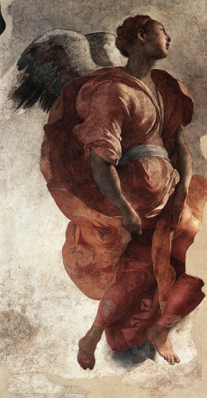 Oil annunciation Painting - Annunciation (detail)   1527-28 by Pontormo, Jacopo da
