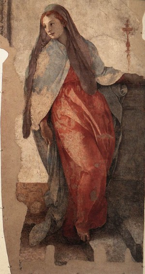 Oil annunciation Painting - Annunciation (detail)   1527-28 by Pontormo, Jacopo da