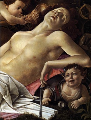 Oil  Painting - Venus and Mars (detail) - c. 1483 by Botticelli,Sandro