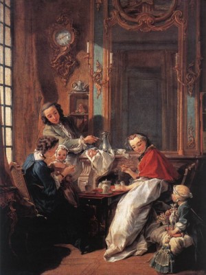 Oil the Painting - The Afternoon Meal  1739 by Boucher,Francois