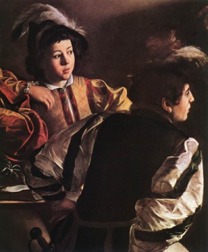 Oil  Painting - The Calling of Saint Matthew (detail)  1599-1600 by Caravaggio