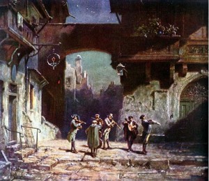 Oil  Painting - The serenade by Carl Spitzweg