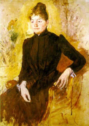 Oil woman Painting - Woman in Black (Femme en noir) c.1882 by Cassatt,Mary