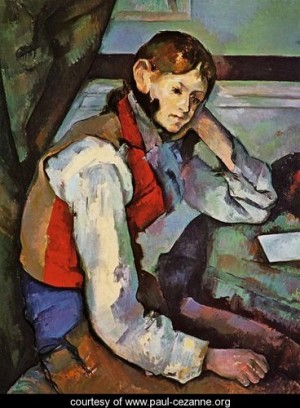 Oil red Painting - Boy In A Red Vest by Cezanne,Paul