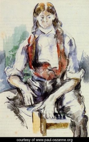 Oil red Painting - Boy In A Red Vest5 by Cezanne,Paul