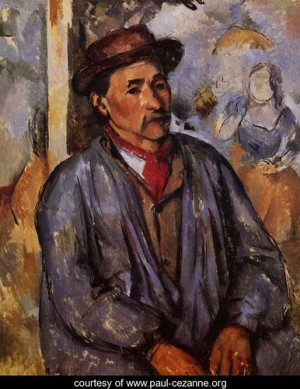 Oil cezanne,paul Painting - Peasant In A Blue Smock by Cezanne,Paul