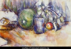 Oil green Painting - Still Melon With Green Melon by Cezanne,Paul