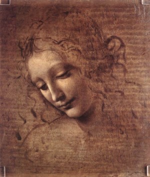 Oil  Painting - Female head (La Scapigliata)   c. 1508 by Da Vinci,Leonardo