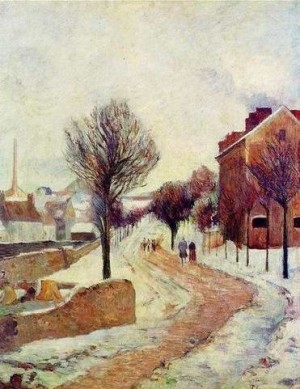 Oil gauguin,paul Painting - Suburb Under Snow by Gauguin,Paul