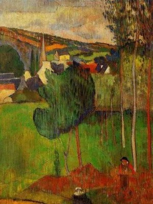 Oil gauguin,paul Painting - View Of Pont Aven From Lezaven by Gauguin,Paul