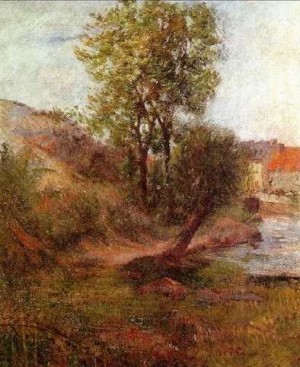 Oil gauguin,paul Painting - Willow By The Aven by Gauguin,Paul