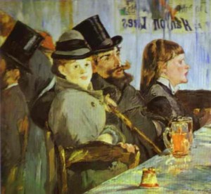 Oil cafe  dining Painting - At the Café. 1878 by Manet,Edouard