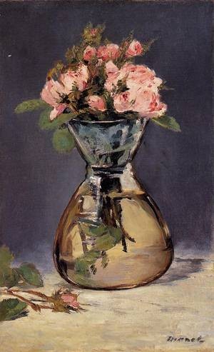  Photograph - Mosee Roses in a Vase 1882 by Manet,Edouard