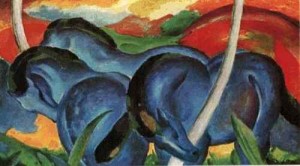 Oil blue Painting - The Large Blue Horses, 1911 by Marc,Franz