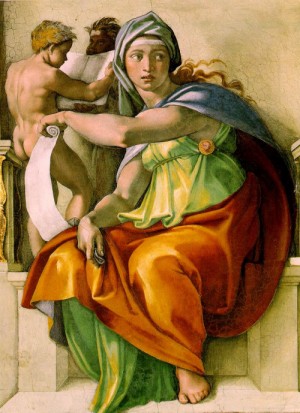Oil  Painting - The Delphic Sibyl by Michelangelo