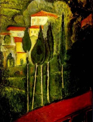 Oil landscape Painting - Landscape. 1919 by Modigliani, Amedeo