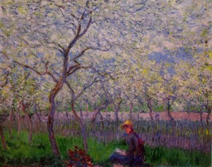 Oil spring Painting - An Orchard in Spring 1886 by Monet,Claud