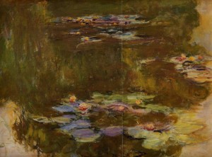 Oil lily Painting - The Water-Lily Pond (right side) 1917-1920 by Monet,Claud