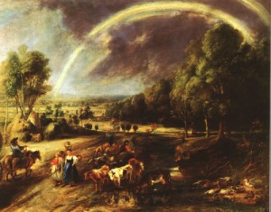 Oil landscape Painting - Landscape with a Rainbow(1636) by Rubens,Pieter Pauwel