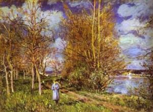 Oil spring Painting - Small Meadows in Spring - By. 1881 by Sisley Alfred