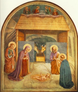 Oil angelico, fra Painting - Nativity  1440-41 Fresco by ANGELICO, Fra