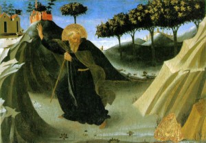 Oil angelico, fra Painting - Saint Anthony the Abbot Tempted by a Lump of Gold - c. 1436 by ANGELICO, Fra