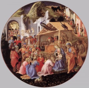 Oil angelico, fra Painting - The Adoration of the Magi -c. 1445 by ANGELICO, Fra