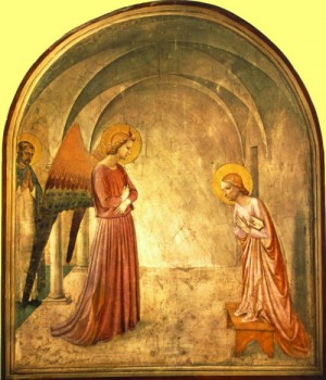 Oil angelico, fra Painting - The Annunciation  1440-41 by ANGELICO, Fra